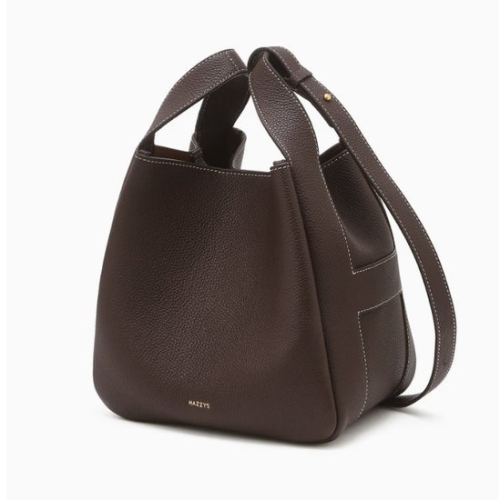 헤지스 ACC 버건디 로고프린트 소가죽 토트백_HIBA5F321D2