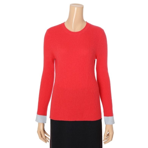 유닛 캐시미어100크루넥립배색골지니트 LFG4-KCN102N