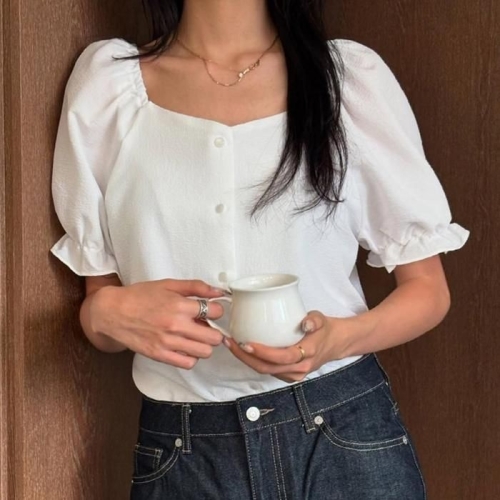 아이우먼 오픈넥아방소매블라우스 YPV036M508 빅사이즈