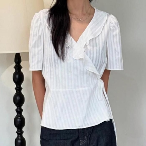 아이우먼 레이디줄무늬랩블라우스 YPV035M508 빅사이즈