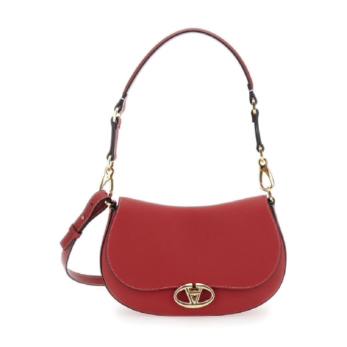 발렌티노 GARAVANI Ovhal Small Red Shoulder Bag with VLogo Signature in Leathe..