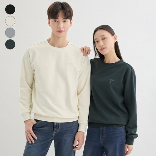 게스 ON 유니 무테 삼각 자수로고 맨투맨 NP3KE403