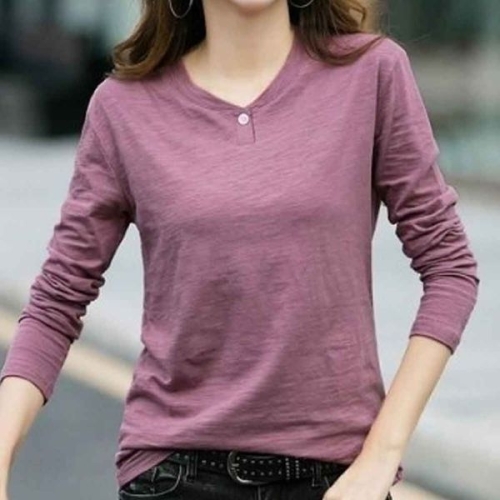샵앤 여성 원버튼 V넥 무지 긴팔 티셔츠 WON-WSH-WADA1E9