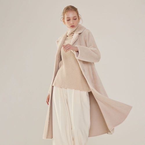 로보 싱글버튼 리버시블 롱 무스탕 코트 CSC21C308