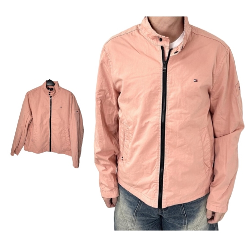 타미힐피거 T12C1WOT140MT1 핑크 공용 해링본 바람막이 자켓
