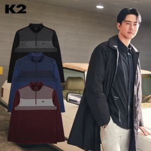 데일리룩 KMU23263 남성 시그니처 가을 선염 집업 긴팔 티셔츠 경량 기능성 편한 카라티 출퇴근 캐주얼 일상 중년룩 고급 상의 ..