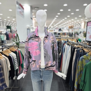 벨라디터치 여성 루즈핏 카라넥 프린트 셔츠 블라우스 V3F3BL30