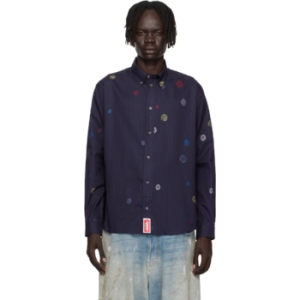 겐조 네이비 Paris Futura 2000 자수 셔츠 252387M192007