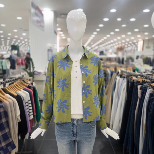 벨라디터치 여성 루즈핏 카라넥 프린트 셔츠 블라우스 V3F3BL31