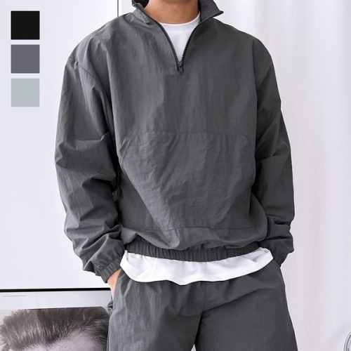 리빌모아 남자 루키 바스락 밴딩 반집업 티셔츠 5C-TSA-Q086-다크그레이