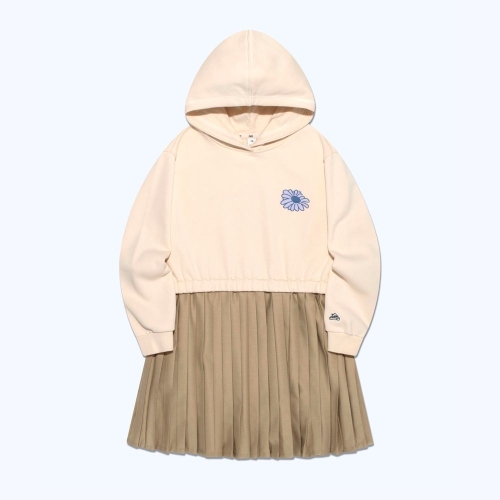 LEE  키즈 스웨트 플리츠 믹스 레귤러핏 원피스 크림 LK2403OP73CM