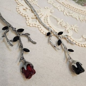 로즈 기본 헤어 블랙 비녀 모던 레드 올림머리 WFJDH2E