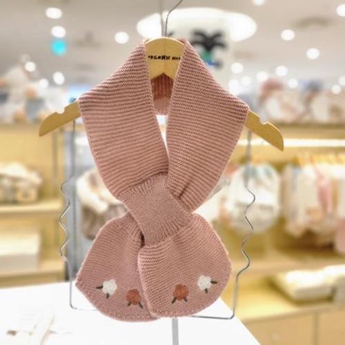 오가닉맘 유아 핑크꽃자수목도리 MKZ8MF03