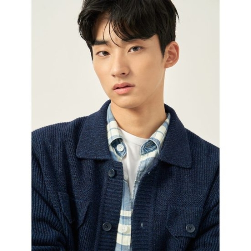 빈폴 남성 니트 트러커 재킷 네이비_BC585AC17R