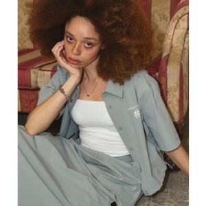 빈트릴 여성 우븐 셋업 컴포트핏 셔츠 라이트 카키 BA252SI501LK_IC