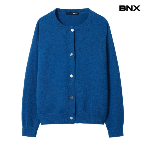 BNX 여성 라운드 버튼 포인트 니트 가디건 BX3CD001L0