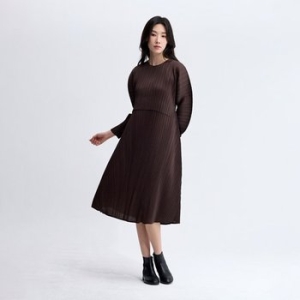플리츠미 폴딩 롱 슬리브 플레어 원피스_PPOPF025001