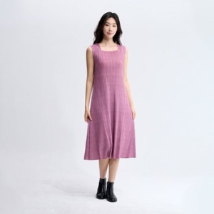 플리츠미 플레어 롱 슬리브리스 프린트 원피스_PPOPF025002