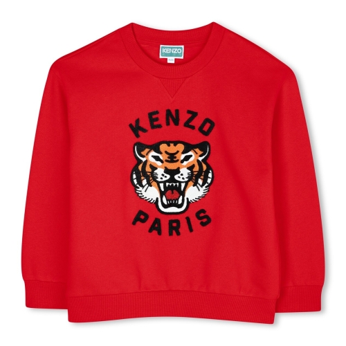 겐조키즈 CORE PROGRAM 레드 럭키 타이거 자수 스웨트셔츠 14Y Z256AFWT23