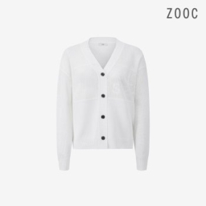 ZOOC 여성 린넨 블렌드 레터링 자가드 가디건_V253KSL903