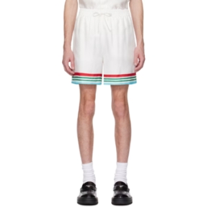 시리즈 카사블랑카 반바지 화이트 카사 웨이 월드 실크 쇼츠 251195M19