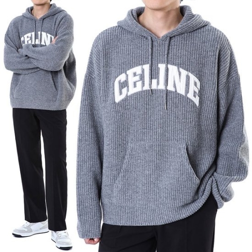 셀린느 립드 울 후드 니트 그레이 RY09M0R26 09GM