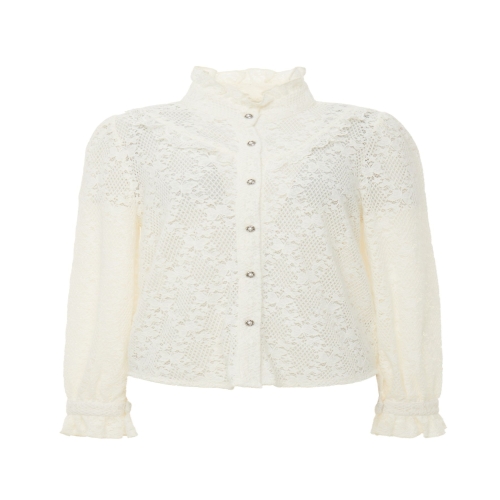 사틴 프릴넥 레이스 블라우스 S253K261