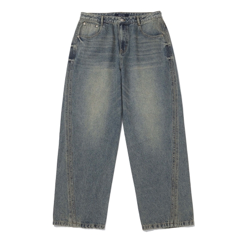 인터크루 커브랏빠장식세미와이드데님 블루 ITZ3EL03ABL