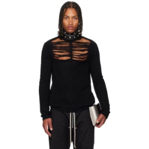 릭오웬스 티셔츠 블랙 콘코르디안 LS 그리드 니트 스웨터 252232M201002