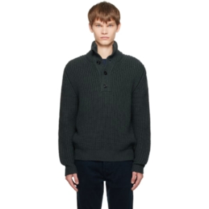 톰포드 티셔츠 그레이 캐시미어 울 하프 버튼 스웨터 252076M201002