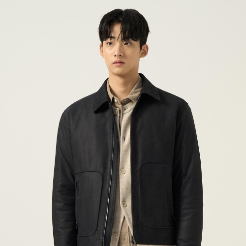 빈폴 남성 레더 패딩 드리즐러 애쉬_BC593ZCP84