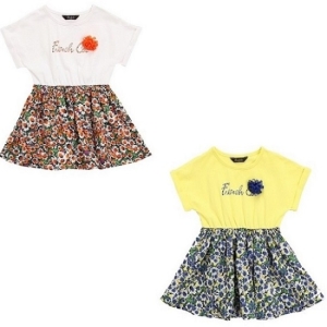 프렌치캣 꽃나염 배색 원피스 (Q52DKO200)