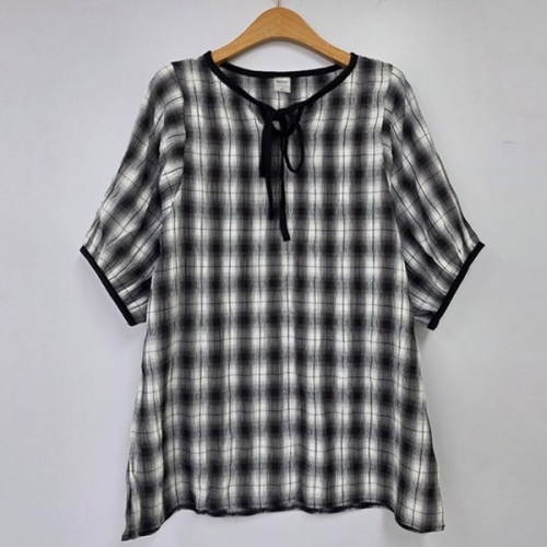 아이우먼 오버체크블라우스 MNU672M508 빅사이즈