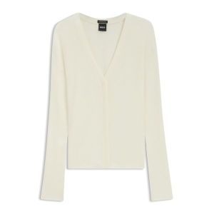 보스 FA25 슬림핏 슈퍼 파인 메리노 울 컨실드 클로저 카디건 오픈 화이트 50544904118