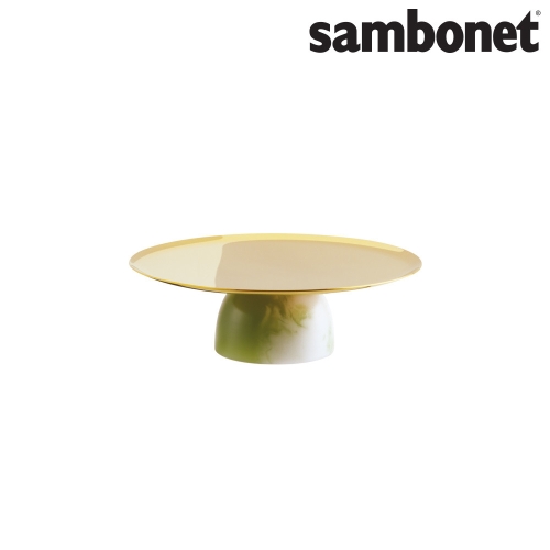 삼보넷 마담 케이크 스탠드 16cm PVD 골드 그린 제이드