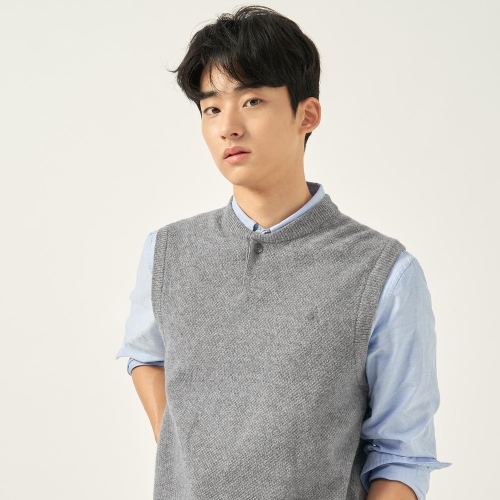 빈폴 남성 버튼넥 베스트 그레이_BC5951C313