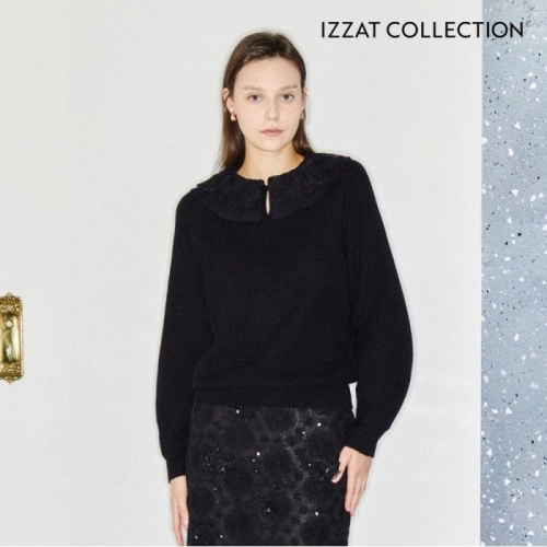 더아이잗컬렉션 스팽글 칼라 울 풀오버 니트 CPAA1PO221