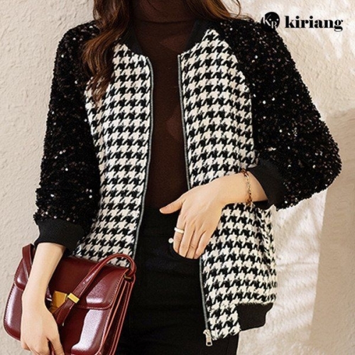 키리앙 빌리 스팽글소매 체크 자켓 1272888