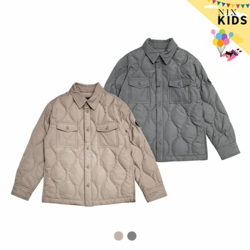 닉스 키즈 유니 셔츠형 덕다운 경량 점퍼 FKQWCUE703P 라이트카키 120