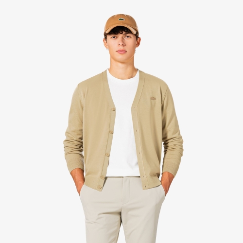 라코스테 남성 브이넥 소방모 가디건_AH797E-55N 02S