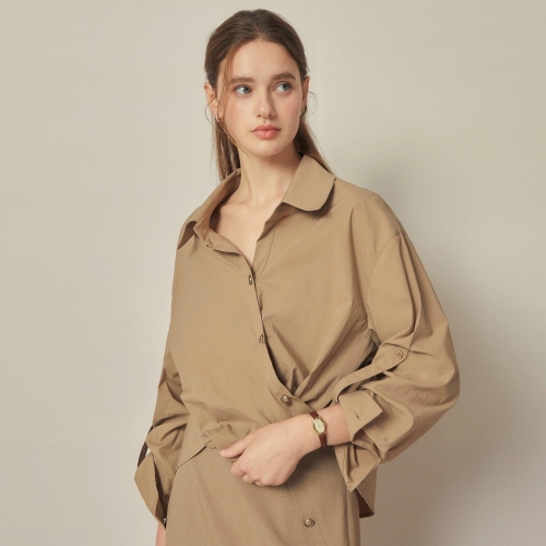 JJ지고트 오픈 칼라 사선 셔츠 블라우스GR8A0BLR11