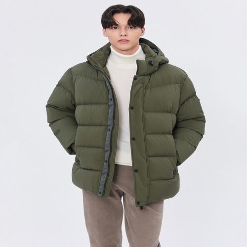 헤지스 남성 그레이 탈착후드 다운 패딩점퍼_WHJU4D501G2