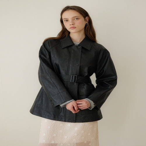 올리브데올리브 OL5AJ807 트렌치형 인조가죽 자켓