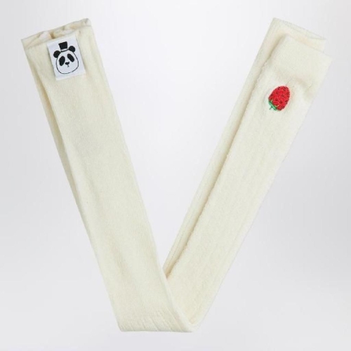 MINI RODINI White openwork tights with embroidered strawberries 257601331..