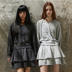 에고이스트 여성 징 장식 2단 러플 스커트 ER3OSK02