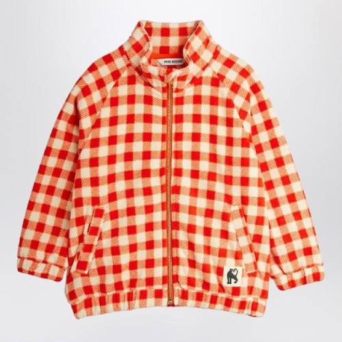 MINI RODINI Red check fleece zip up jacket 2571012942PL/XL_MIRO-42