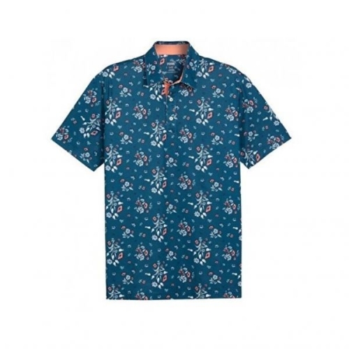 푸마 푸마골프 골프 반팔 티셔츠 미국판 블루 플라워 골프웨어 기능성 53792274 1330144