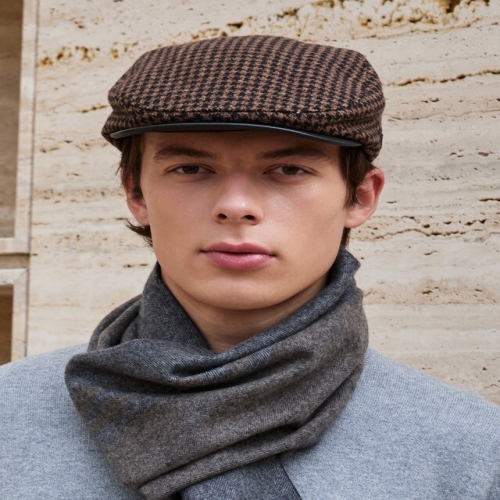 닥스 남성 브라운 체크 울혼방 헌팅캡 DBHE5F262W3