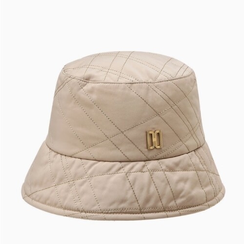 닥스 여성 DD금속장식 칼라일체크 패턴 패딩 버킷햇 DBHE5F812IV