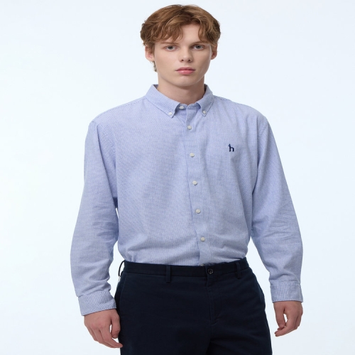 헤지스 블루 체크 면 긴팔캐주얼셔츠 WHSH4D402B2